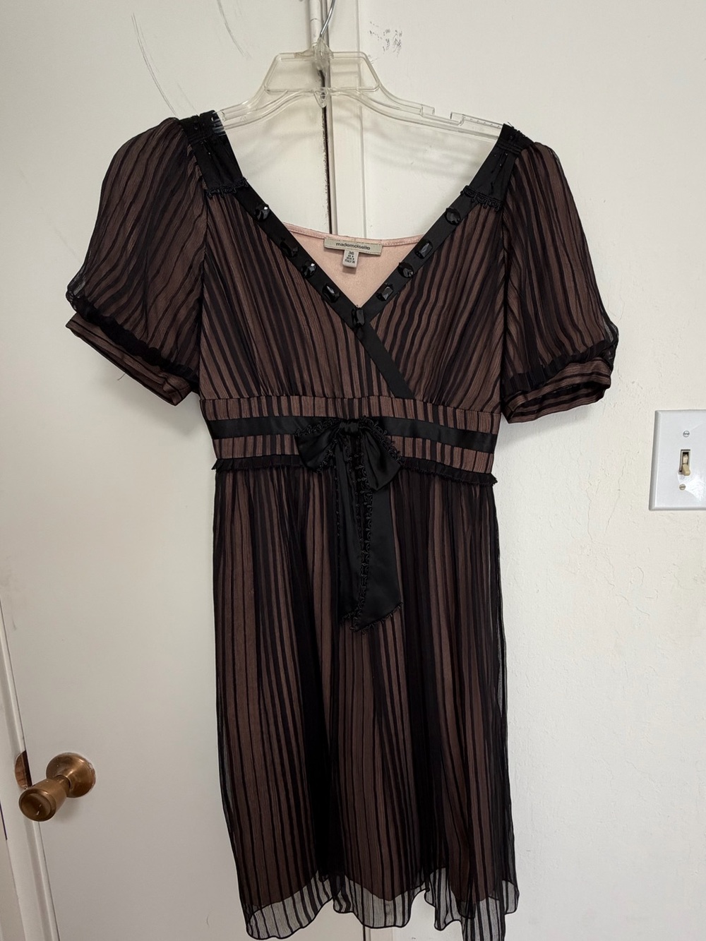 Mademoiselle Silk Dress - Black & Dusty Rose